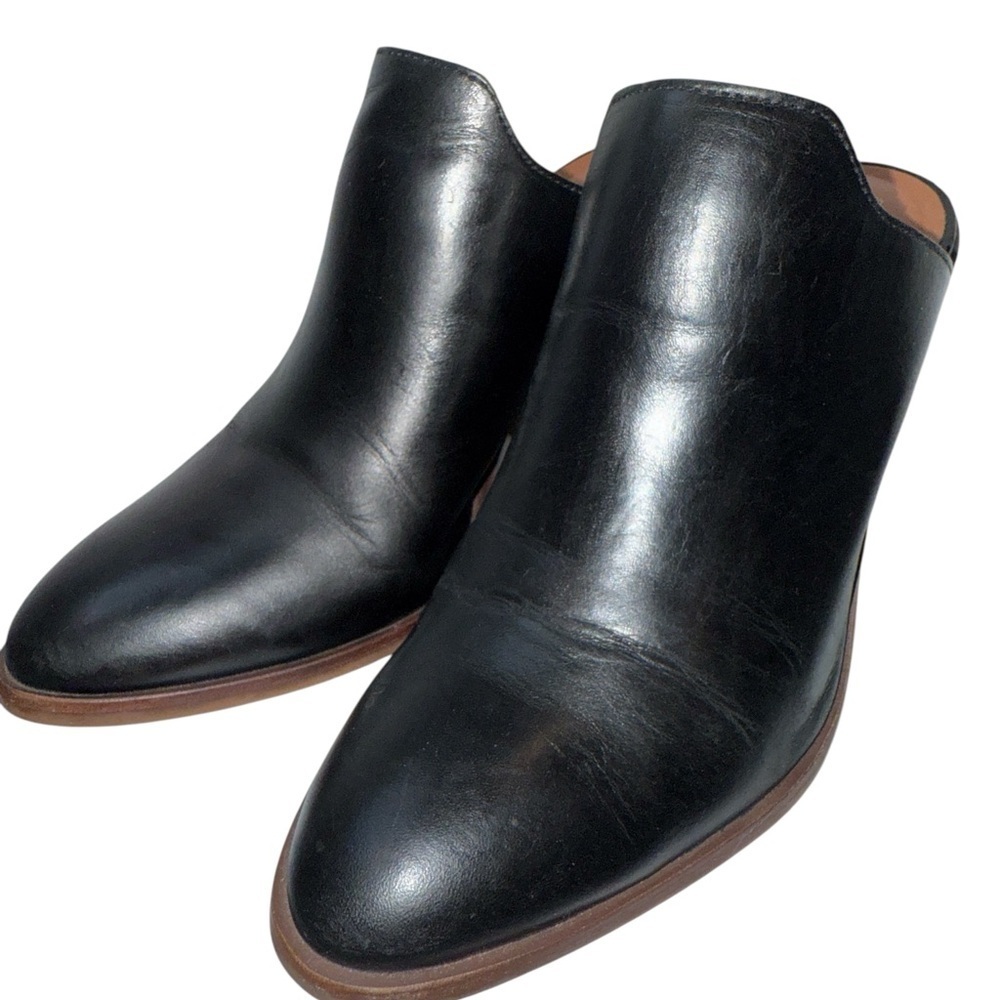Lucky Brand Women's Slip On Clogs Size 9.5M Black Leather Block Heel Almond Toe - Picture 6 of 12